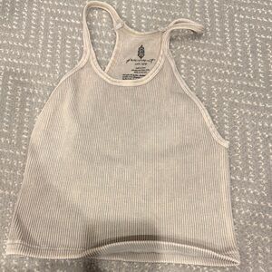 FP Movement by Free People Cream Ribbed Tank Top
